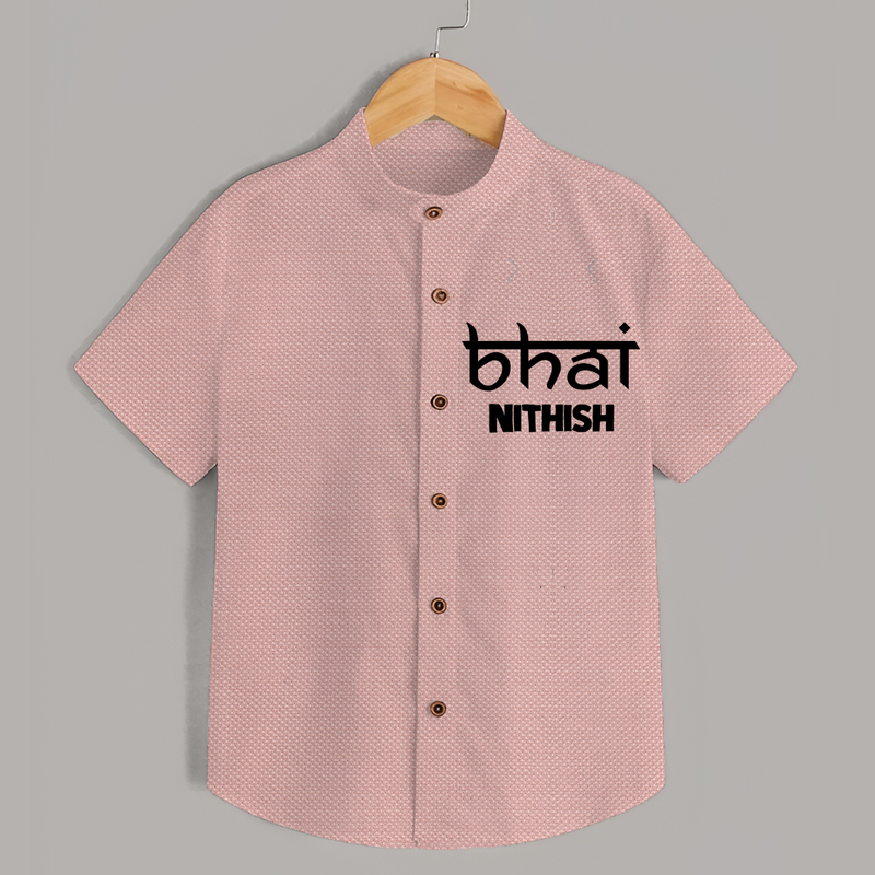 Bhai Shirt | Personalized Baby Shirt for the Cool Brother - PEACH - 0 - 6 Months Old (Chest 23")