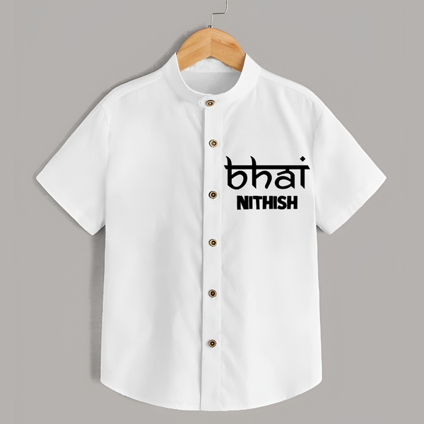 Bhai Shirt | Personalized Baby Shirt for the Cool Brother - WHITE - 0 - 6 Months Old (Chest 23")