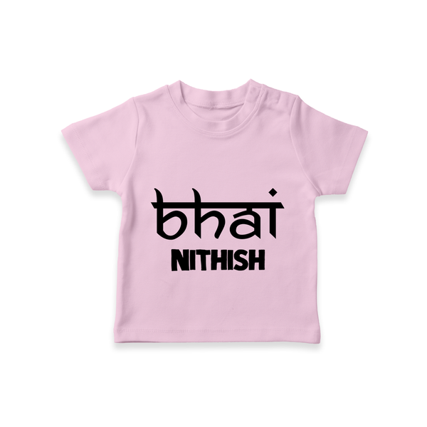 Bhai T-shirt | Personalized Baby T-shirt for the Cool Brother - BABY PINK - 0-5 Months Old (Chest 17")