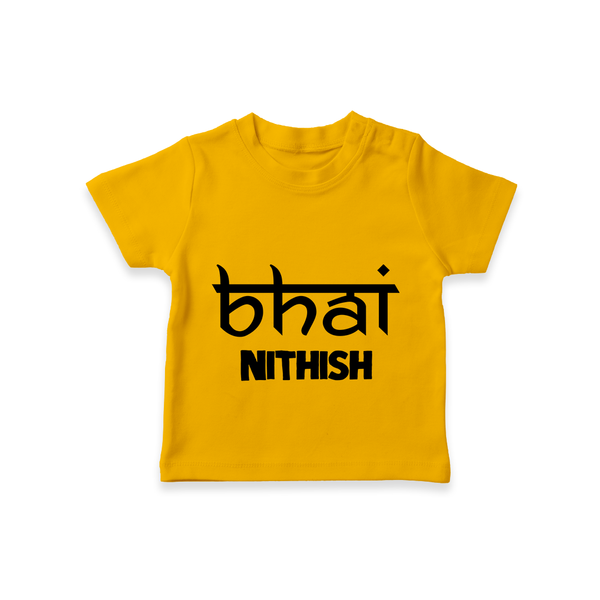 Bhai T-shirt | Personalized Baby T-shirt for the Cool Brother - CHROME YELLOW - 0-5 Months Old (Chest 17")