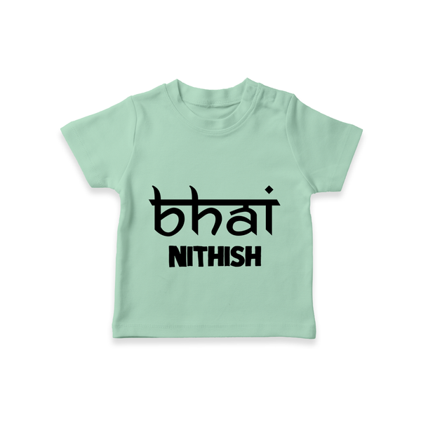 Bhai T-shirt | Personalized Baby T-shirt for the Cool Brother - MINT GREEN - 0-5 Months Old (Chest 17")