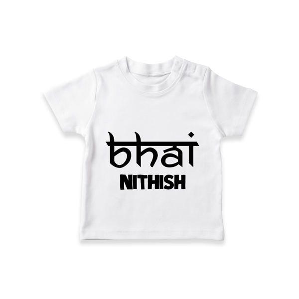 Bhai T-shirt | Personalized Baby T-shirt for the Cool Brother - WHITE - 0-5 Months Old (Chest 17")