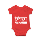 Bhai Romper/onesie | Personalized Baby Romper/onesie for the Cool Brother - RED - New Born (Chest 14")