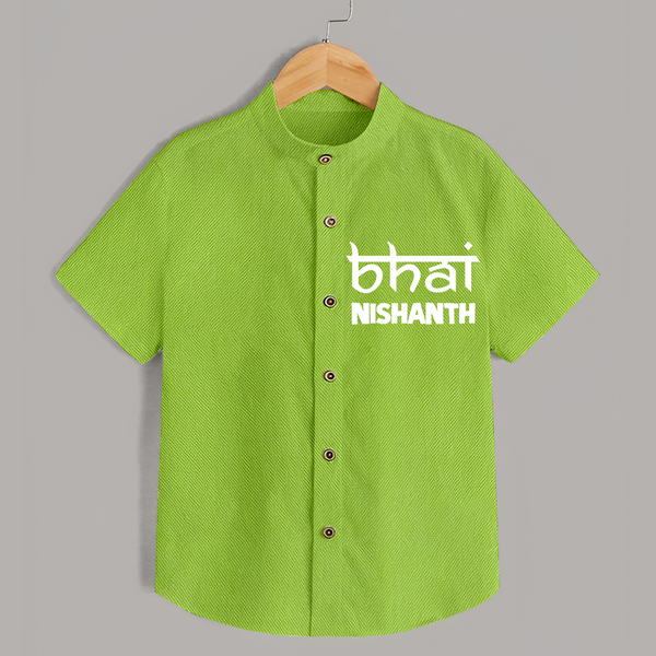 Bhai Shirt | Personalized Baby Shirt for the Cool Brother - LIME GREEN - 0 - 6 Months Old (Chest 23")