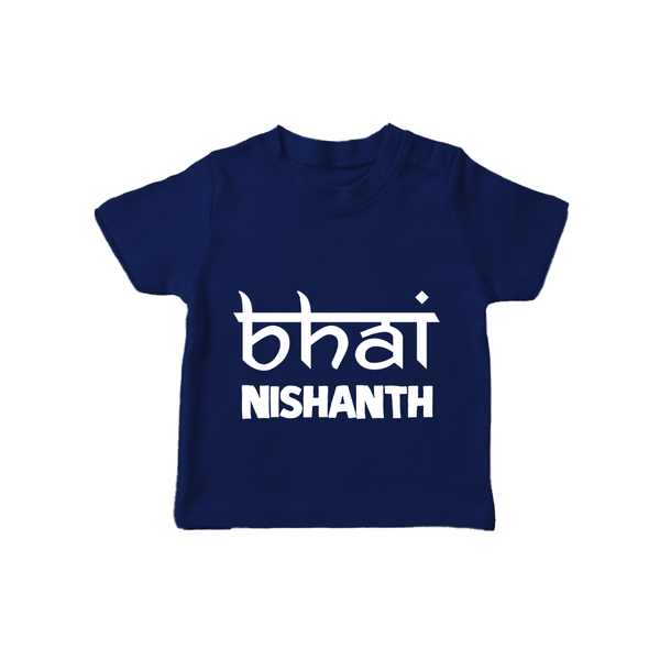 Bhai T-shirt | Personalized Baby T-shirt for the Cool Brother - NAVY BLUE - 0-5 Months Old (Chest 17")
