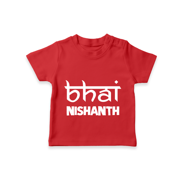 Bhai T-shirt | Personalized Baby T-shirt for the Cool Brother - RED - 0-5 Months Old (Chest 17")