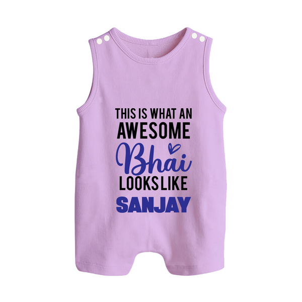 This is What an Awesome Bhai Looks Like Romper suit/sleeveless romper | Personalized Baby Romper suit/sleeveless romper for the Awesome Brother - LILAC - 0 - 5 Months Old (Chest 18")