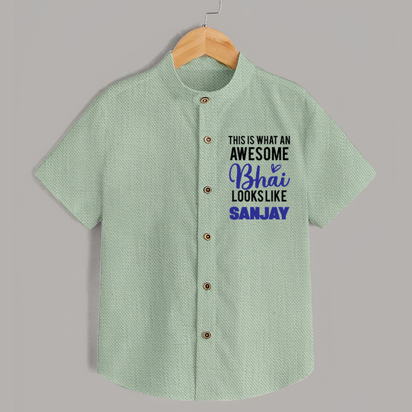 This is What an Awesome Bhai Looks Like Shirt | Personalized Baby Shirt for the Awesome Brother - MINT GREEN - 0 - 6 Months Old (Chest 23")