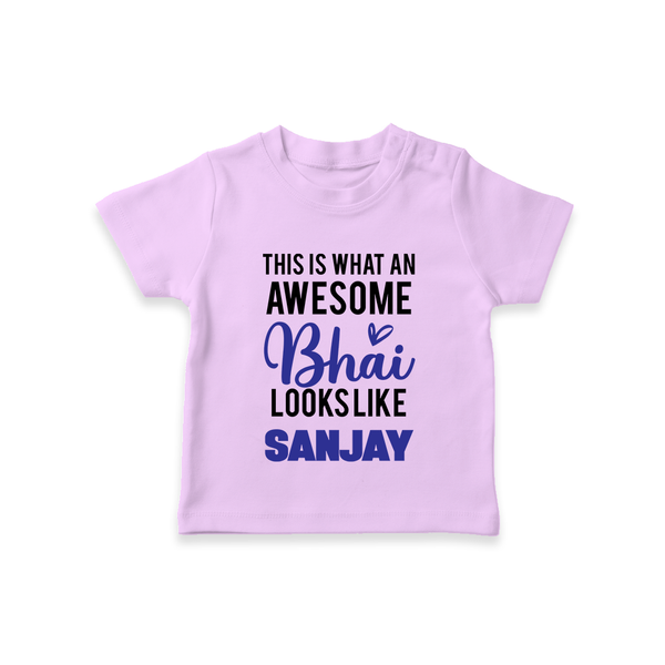 This is What an Awesome Bhai Looks Like T-shirt | Personalized Baby T-shirt for the Awesome Brother - LILAC - 0-5 Months Old (Chest 17")
