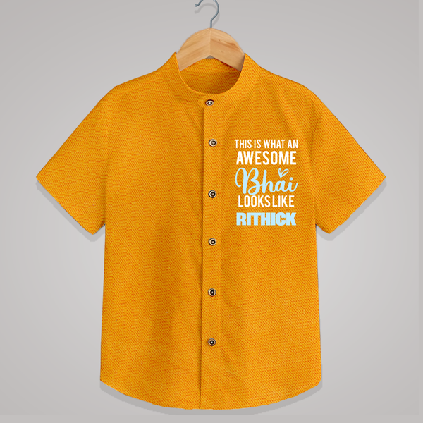 This is What an Awesome Bhai Looks Like Shirt | Personalized Baby Shirt for the Awesome Brother - CHROME YELLOW - 0 - 6 Months Old (Chest 23")