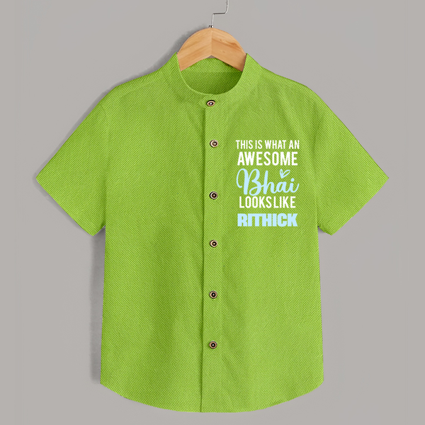 This is What an Awesome Bhai Looks Like Shirt | Personalized Baby Shirt for the Awesome Brother - LIME GREEN - 0 - 6 Months Old (Chest 23")