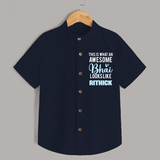 This is What an Awesome Bhai Looks Like Shirt | Personalized Baby Shirt for the Awesome Brother - NAVY BLUE - 0 - 6 Months Old (Chest 23")