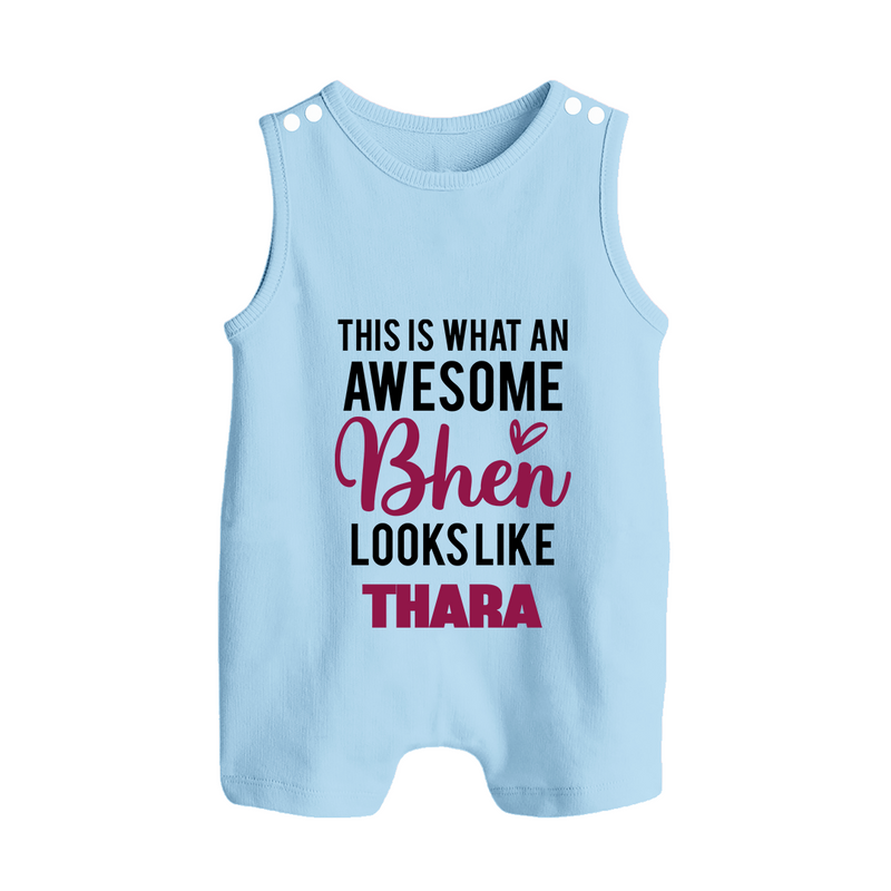 This is What an Awesome Behen Looks Like Romper suit/sleeveless romper | Custom Baby Romper suit/sleeveless romper for the Awesome Sister - BABY BLUE - 0 - 5 Months Old (Chest 18")