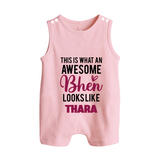This is What an Awesome Behen Looks Like Romper suit/sleeveless romper | Custom Baby Romper suit/sleeveless romper for the Awesome Sister - BABY PINK - 0 - 5 Months Old (Chest 18")