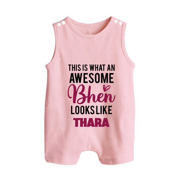 This is What an Awesome Behen Looks Like Romper suit/sleeveless romper | Custom Baby Romper suit/sleeveless romper for the Awesome Sister - BABY PINK - 0 - 5 Months Old (Chest 18")