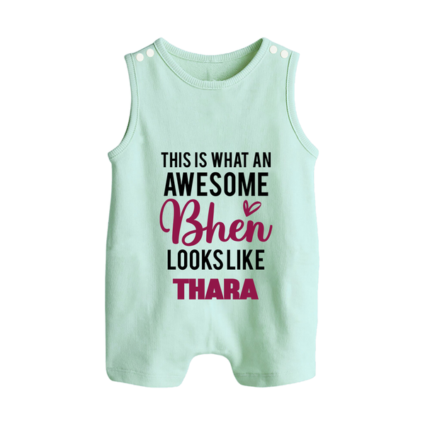 This is What an Awesome Behen Looks Like Romper suit/sleeveless romper | Custom Baby Romper suit/sleeveless romper for the Awesome Sister - MINT GREEN - 0 - 5 Months Old (Chest 18")