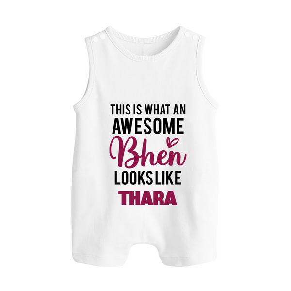 This is What an Awesome Behen Looks Like Romper suit/sleeveless romper | Custom Baby Romper suit/sleeveless romper for the Awesome Sister - WHITE - 0 - 5 Months Old (Chest 18")