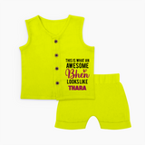 This is What an Awesome Behen Looks Like Jabla Set | Custom Baby Jabla Set for the Awesome Sister - LIME GREEN - 0 - 3 Months Old (Chest 9.8")
