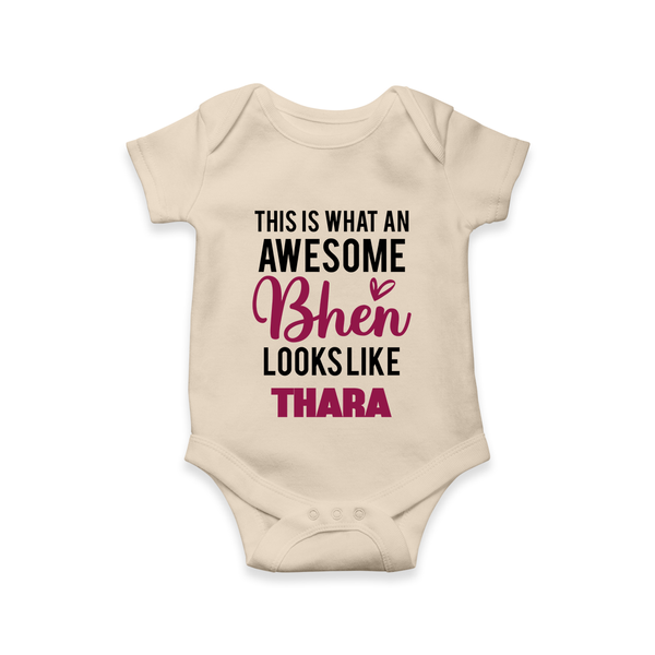 This is What an Awesome Behen Looks Like Romper/onesie | Custom Baby Romper/onesie for the Awesome Sister - IVORY - New Born (Chest 14")