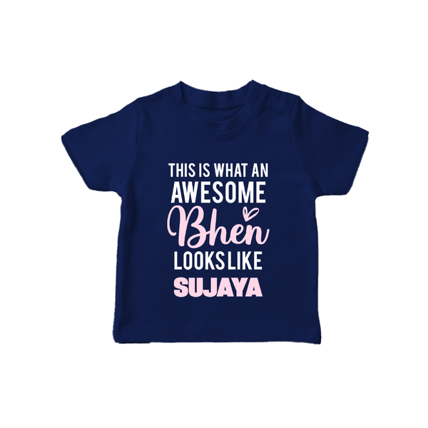 This is What an Awesome Behen Looks Like T-shirt | Custom Baby T-shirt for the Awesome Sister - NAVY BLUE - 0-5 Months Old (Chest 17")