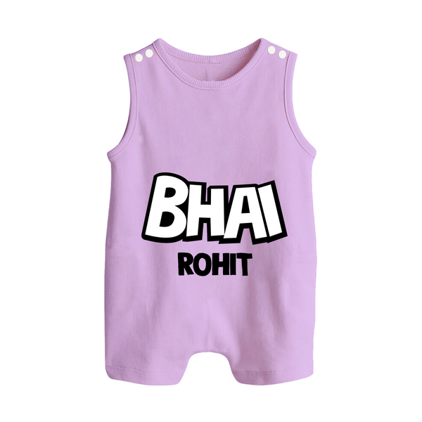 Bhai Romper suit/sleeveless romper | Custom Baby Romper suit/sleeveless romper for Your Best Brother - LILAC - 0 - 5 Months Old (Chest 18")