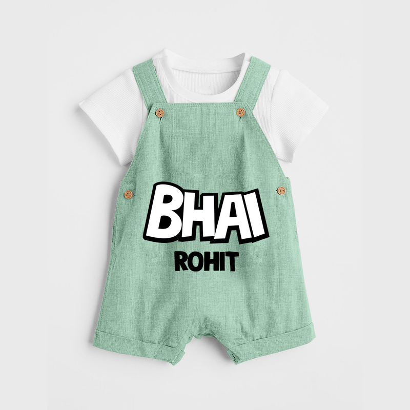 Bhai Dungaree Set | Custom Baby Dungaree Set for Your Best Brother - MINT GREEN - 0 - 5 Months Old (Chest 18")
