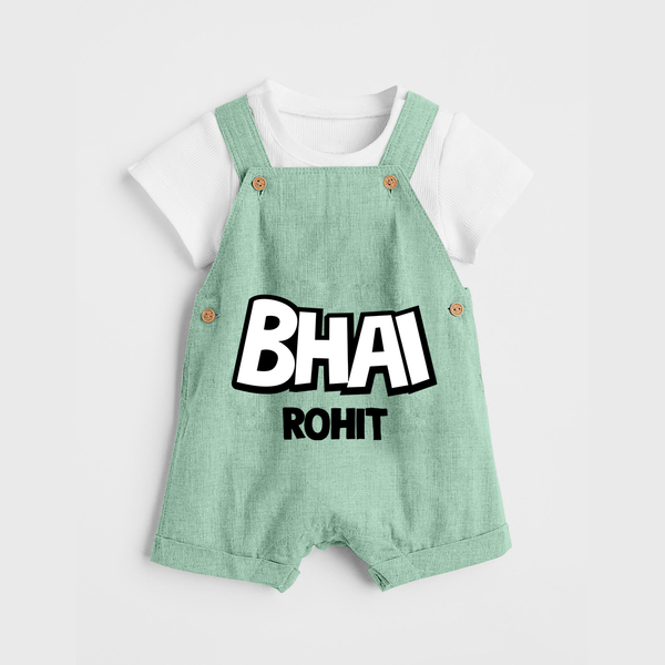 Bhai Dungaree Set | Custom Baby Dungaree Set for Your Best Brother - MINT GREEN - 0 - 5 Months Old (Chest 18")
