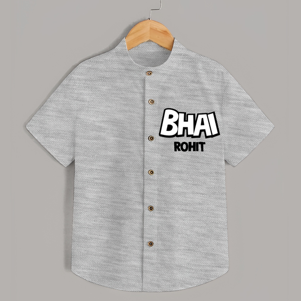 Bhai Shirt | Custom Baby Shirt for Your Best Brother - GREY - 0 - 6 Months Old (Chest 23")