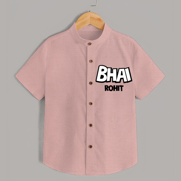 Bhai Shirt | Custom Baby Shirt for Your Best Brother - PEACH - 0 - 6 Months Old (Chest 23")
