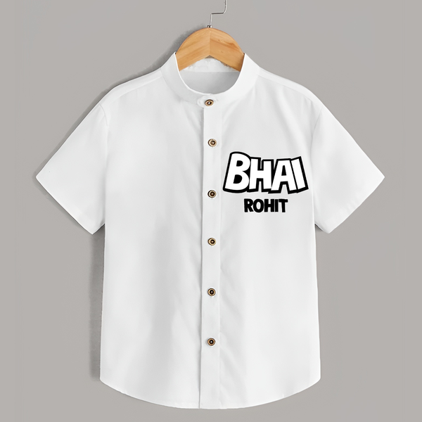 Bhai Shirt | Custom Baby Shirt for Your Best Brother - WHITE - 0 - 6 Months Old (Chest 23")
