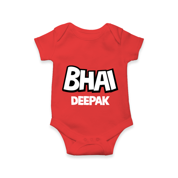 Bhai Romper/onesie | Custom Baby Romper/onesie for Your Best Brother - RED - New Born (Chest 14")