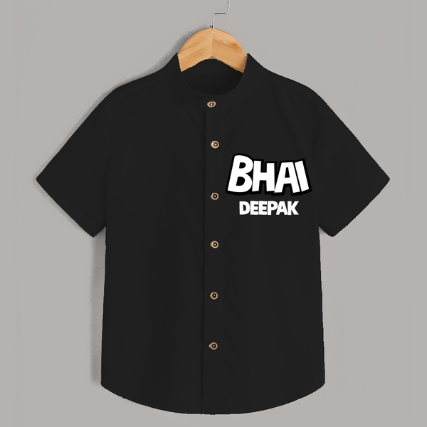 Bhai Shirt | Custom Baby Shirt for Your Best Brother - BLACK - 0 - 6 Months Old (Chest 23")