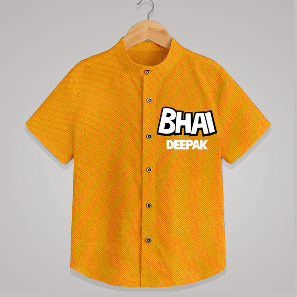 Bhai Shirt | Custom Baby Shirt for Your Best Brother - CHROME YELLOW - 0 - 6 Months Old (Chest 23")