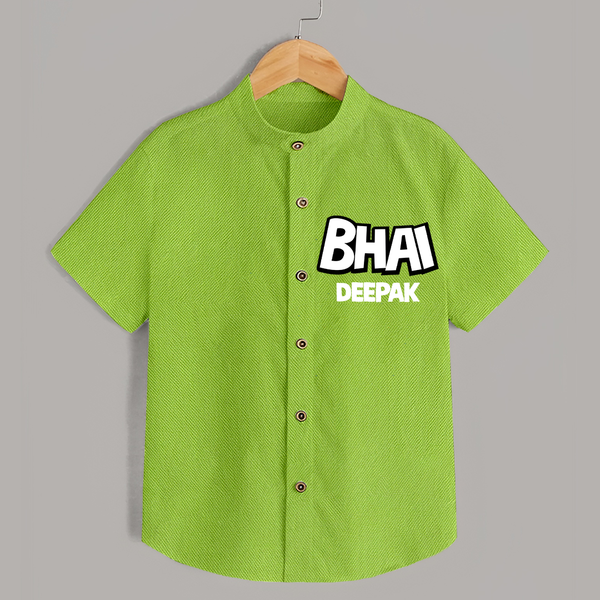 Bhai Shirt | Custom Baby Shirt for Your Best Brother - LIME GREEN - 0 - 6 Months Old (Chest 23")
