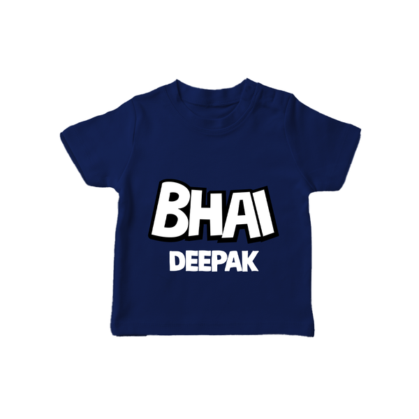 Bhai T-shirt | Custom Baby T-shirt for Your Best Brother - NAVY BLUE - 0-5 Months Old (Chest 17")