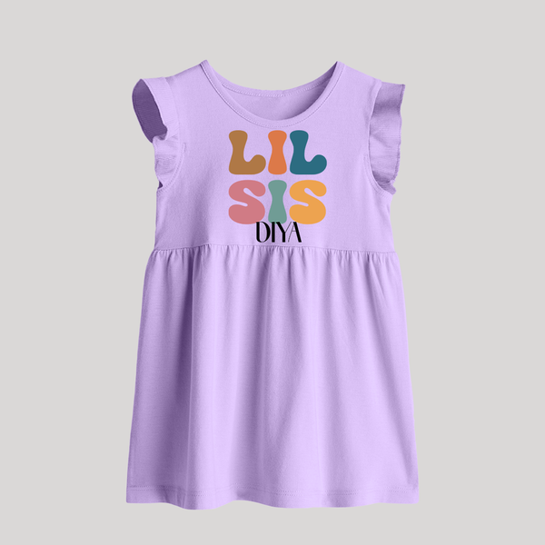 Lil Sis Baby Frock | Personalized Baby Frock for the Little Sister - LILAC - 0 - 3 Months Old (Chest 17")