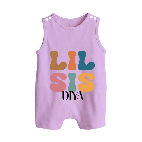 Lil Sis Romper suit/sleeveless romper | Personalized Baby Romper suit/sleeveless romper for the Little Sister - LILAC - 0 - 5 Months Old (Chest 18")