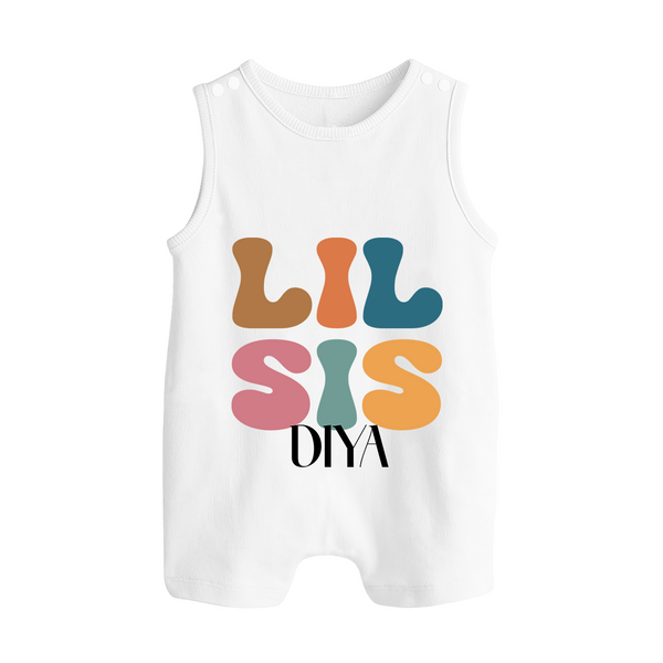 Lil Sis Romper suit/sleeveless romper | Personalized Baby Romper suit/sleeveless romper for the Little Sister - WHITE - 0 - 5 Months Old (Chest 18")