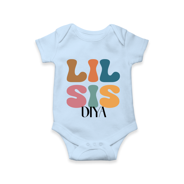 Lil Sis Romper/onesie | Personalized Baby Romper/onesie for the Little Sister - BABY BLUE - New Born (Chest 14")