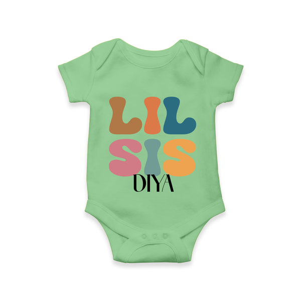 Lil Sis Romper/onesie | Personalized Baby Romper/onesie for the Little Sister - GREEN - New Born (Chest 14")