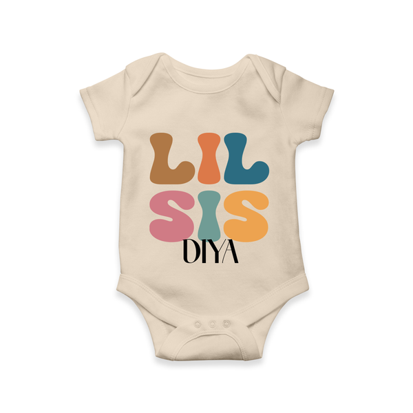 Lil Sis Romper/onesie | Personalized Baby Romper/onesie for the Little Sister - IVORY - New Born (Chest 14")