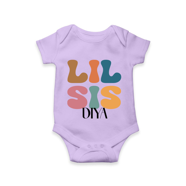 Lil Sis Romper/onesie | Personalized Baby Romper/onesie for the Little Sister - LILAC - New Born (Chest 14")