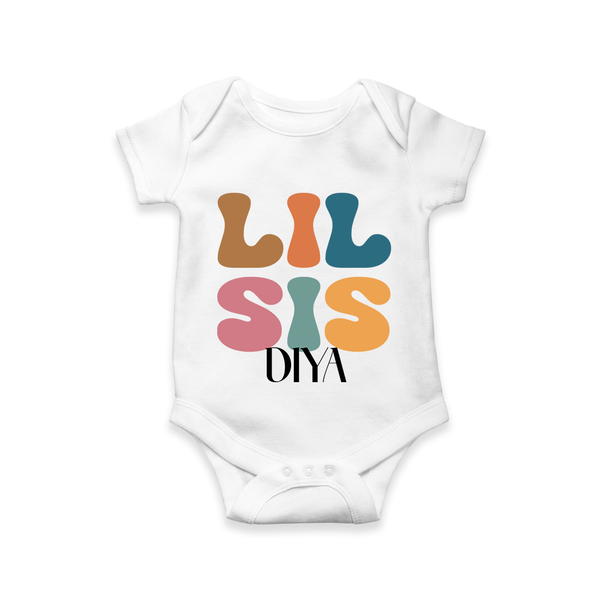 Lil Sis Romper/onesie | Personalized Baby Romper/onesie for the Little Sister - WHITE - New Born (Chest 14")