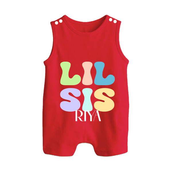 Lil Sis Romper suit/sleeveless romper | Personalized Baby Romper suit/sleeveless romper for the Little Sister - RED - 0 - 5 Months Old (Chest 18")