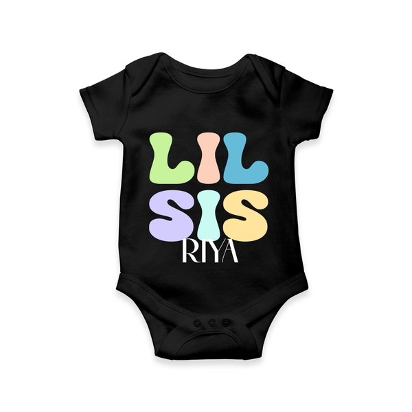 Lil Sis Romper/onesie | Personalized Baby Romper/onesie for the Little Sister - BLACK - New Born (Chest 14")