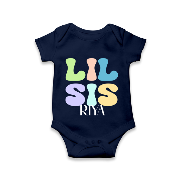 Lil Sis Romper/onesie | Personalized Baby Romper/onesie for the Little Sister - NAVY BLUE - New Born (Chest 14")