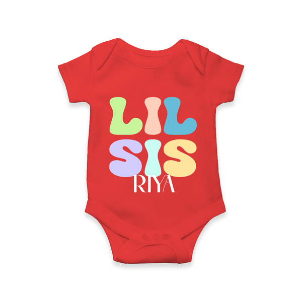 Lil Sis Romper/onesie | Personalized Baby Romper/onesie for the Little Sister - RED - New Born (Chest 14")