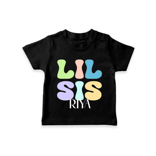 Lil Sis T-shirt | Personalized Baby T-shirt for the Little Sister - BLACK - 0-5 Months Old (Chest 17")