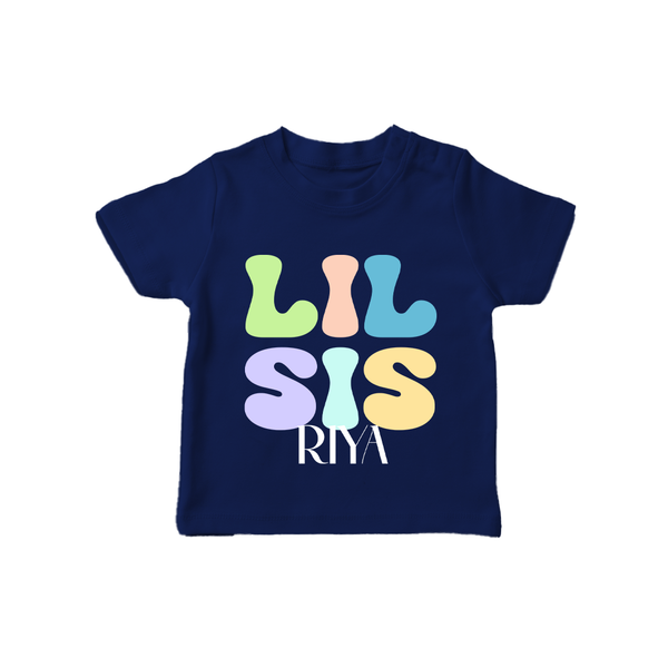 Lil Sis T-shirt | Personalized Baby T-shirt for the Little Sister - NAVY BLUE - 0-5 Months Old (Chest 17")