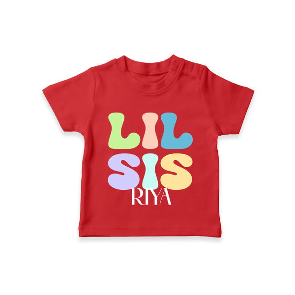 Lil Sis T-shirt | Personalized Baby T-shirt for the Little Sister - RED - 0-5 Months Old (Chest 17")